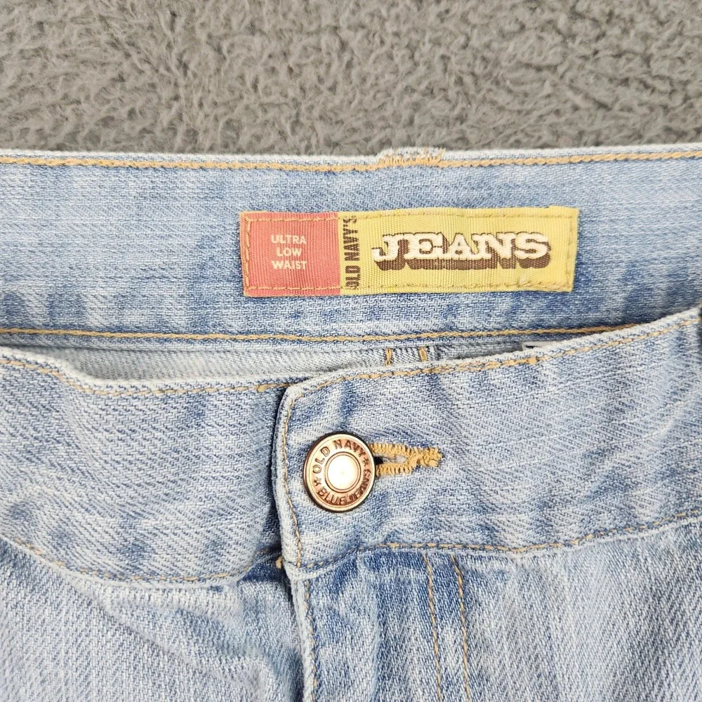 Old Navy‎ Denim Shorts Womens 14 Blue Ultra Low Rise Frayed Hem Heart Cut Offs